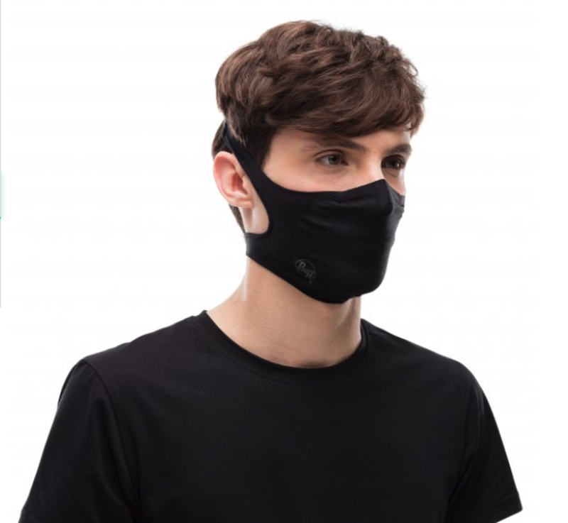 Buff Filter Face Mask In Solid Black With 5 Filters-2